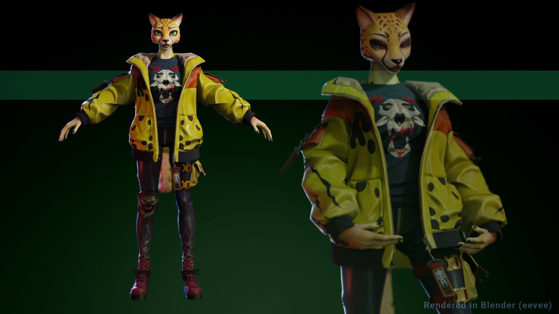 Leopard girl Low-poly 3D model_4