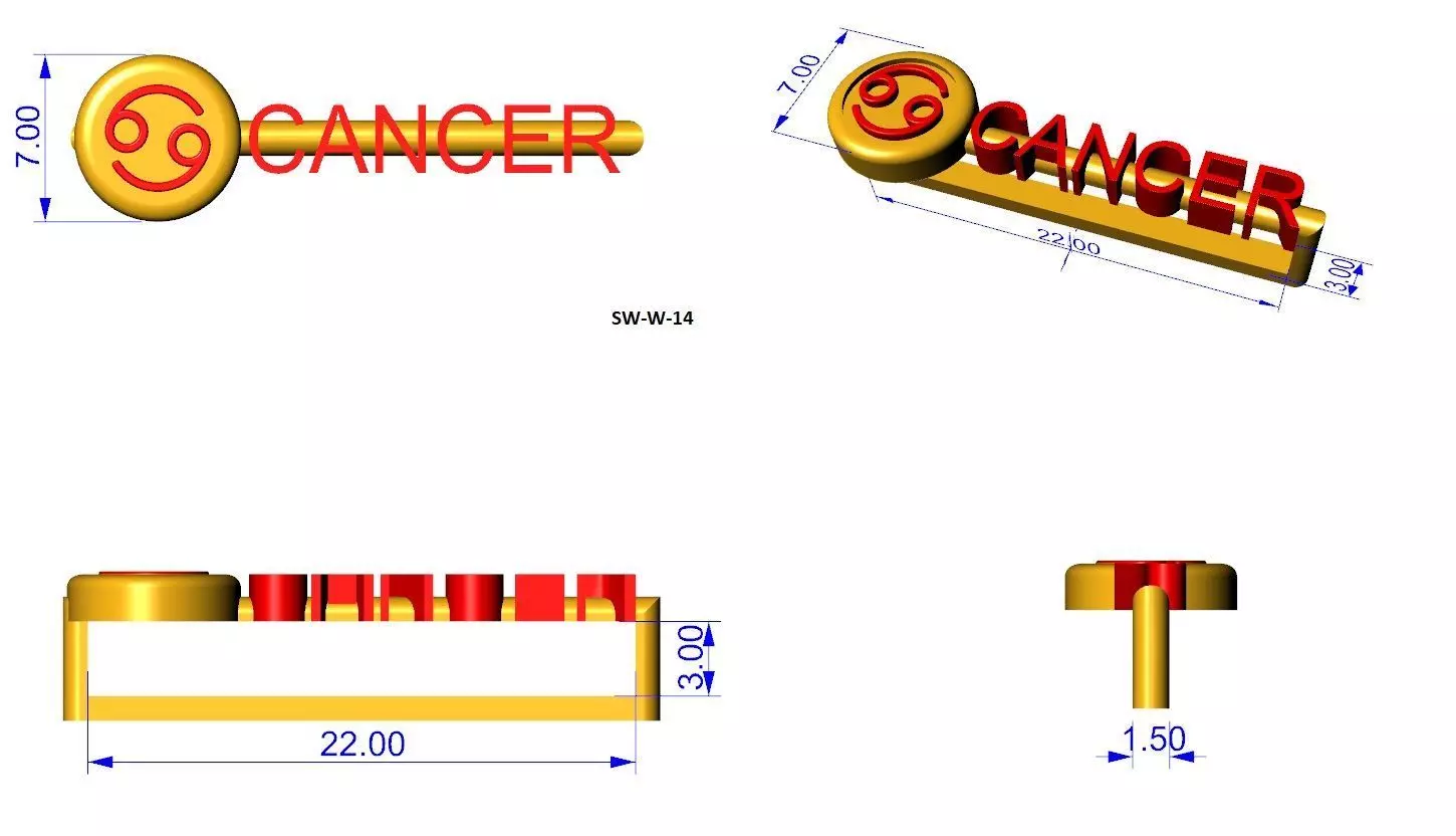 cancer zodiac apple watch charm 3D print model