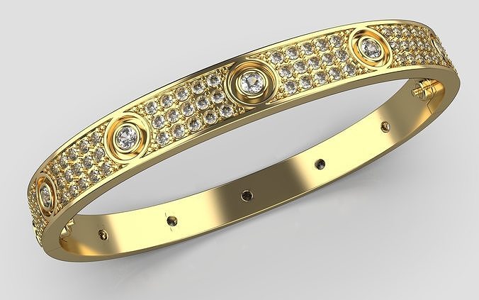 Love Bracelet With Diamonds - Size  16 3D print model