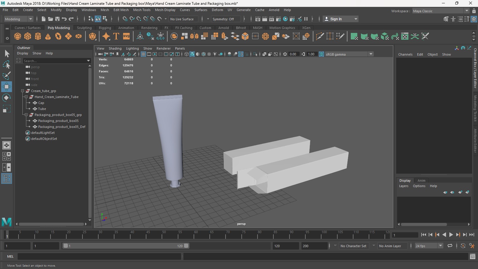 Hand Cream Laminate Tube and Packaging box Low-poly 3D model_9