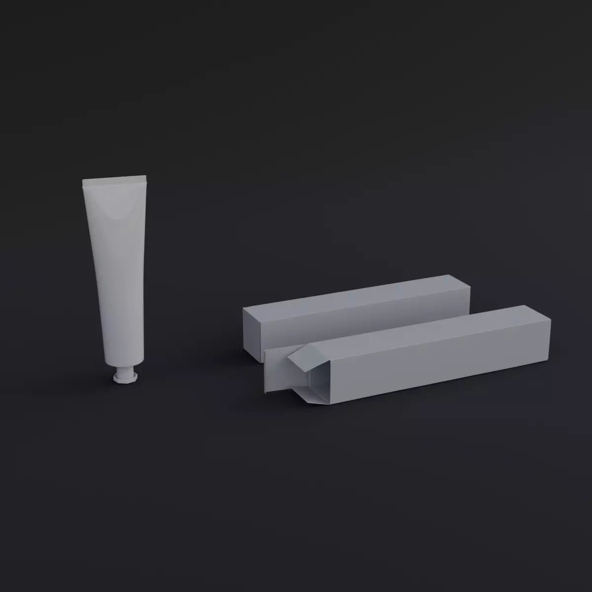 Hand Cream Laminate Tube and Packaging box Low-poly 3D model_0