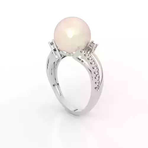 10mm engagement ring pearl diamond