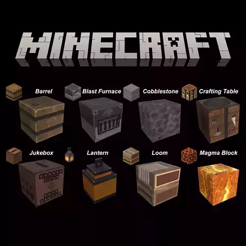 Minecraft 8 Cubes PBR Set Game Ready 