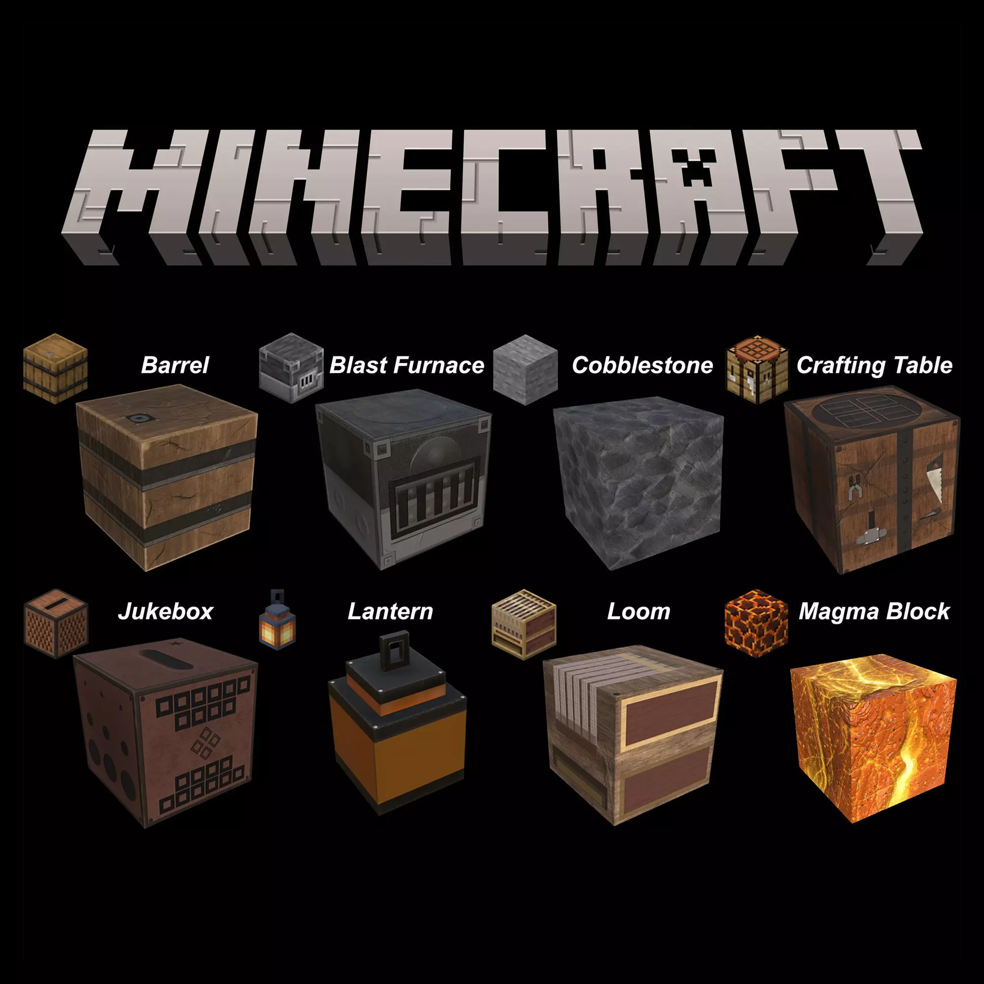 Minecraft 8 Cubes PBR Set Game Ready  Low-poly 3D model_0