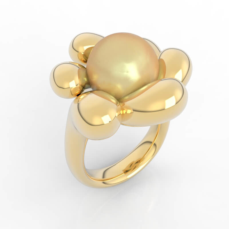 12mm Pearl Flower Ring 3D print model_1