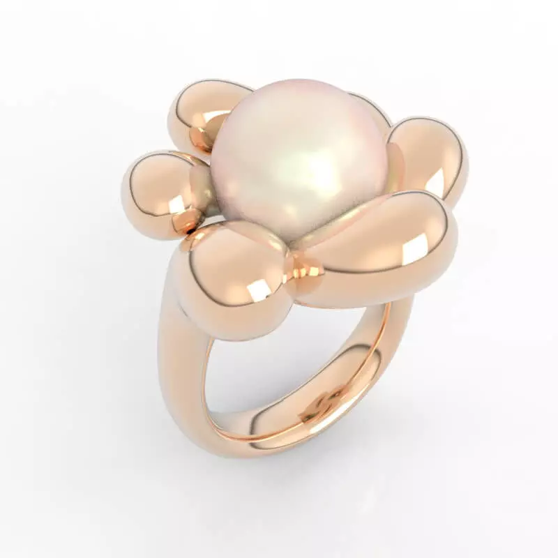 12mm Pearl Flower Ring 3D print model_0