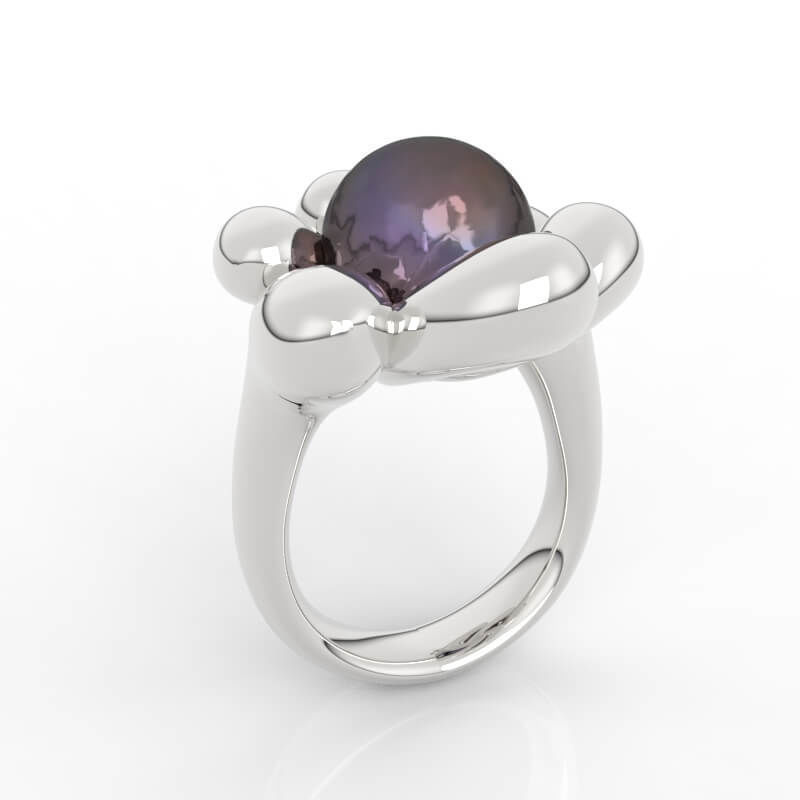 12mm Pearl Flower Ring 3D print model_2