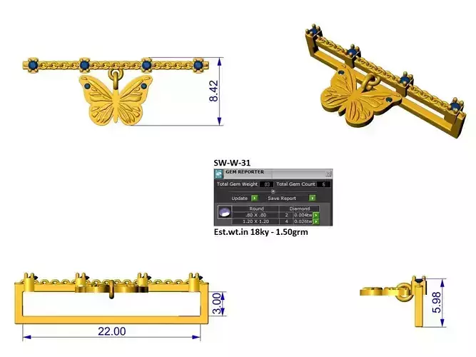 butterfly diamond apple watch charm