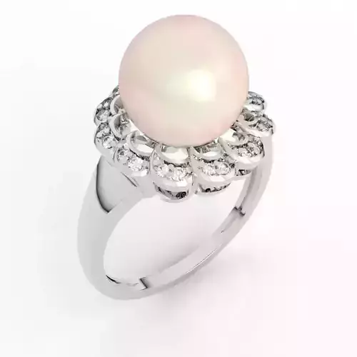 9mm pearl and diamond flower rings