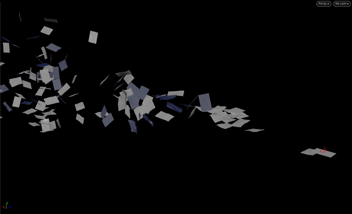 Paper flying animation in Houdini 3D model_2