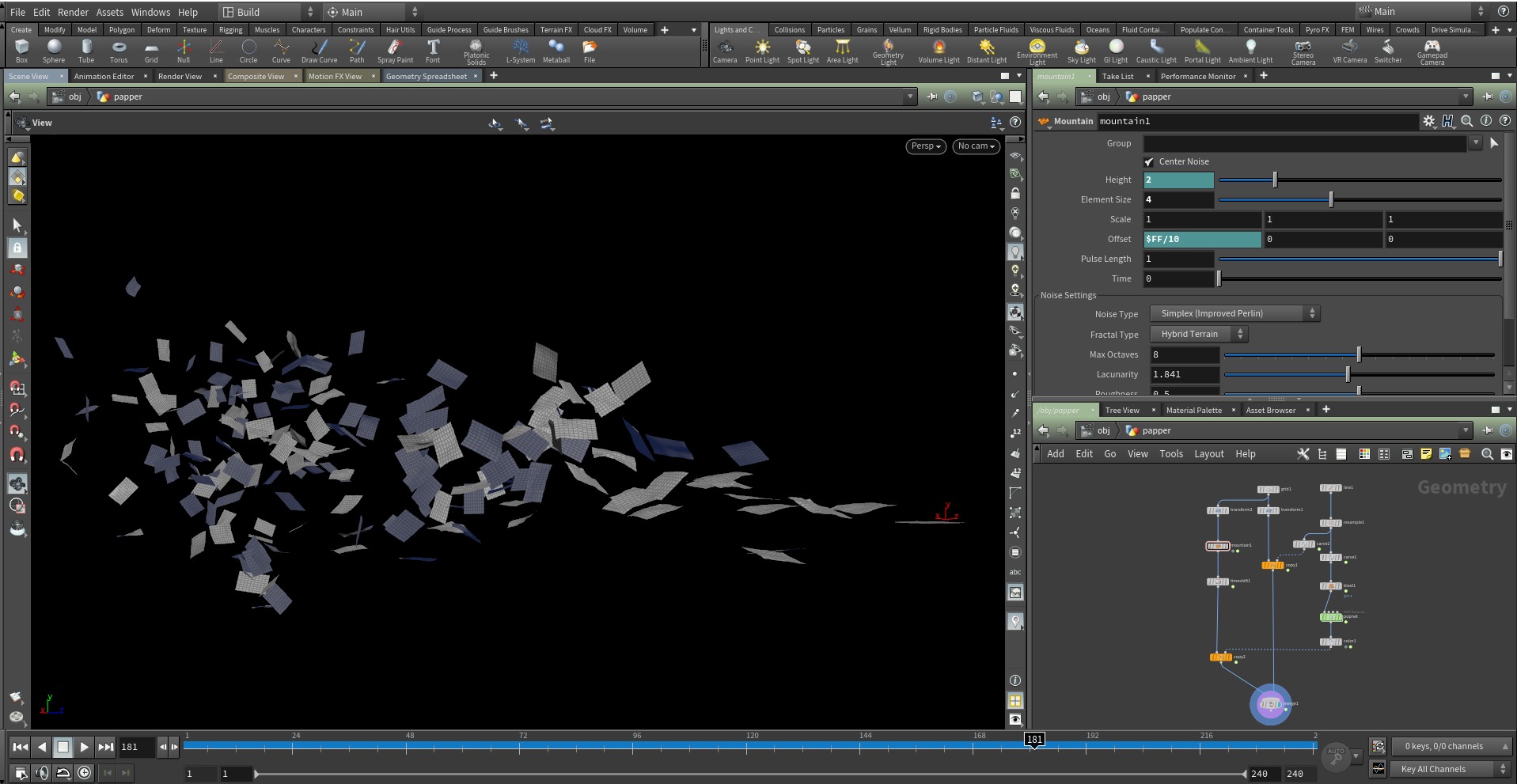 Paper flying animation in Houdini 3D model_3