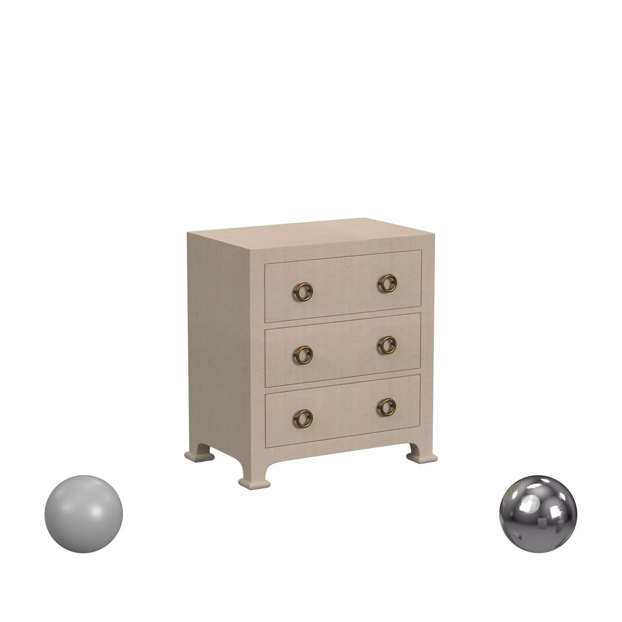 Cleo 3 - Drawer Raffia Dresser 3D model_0
