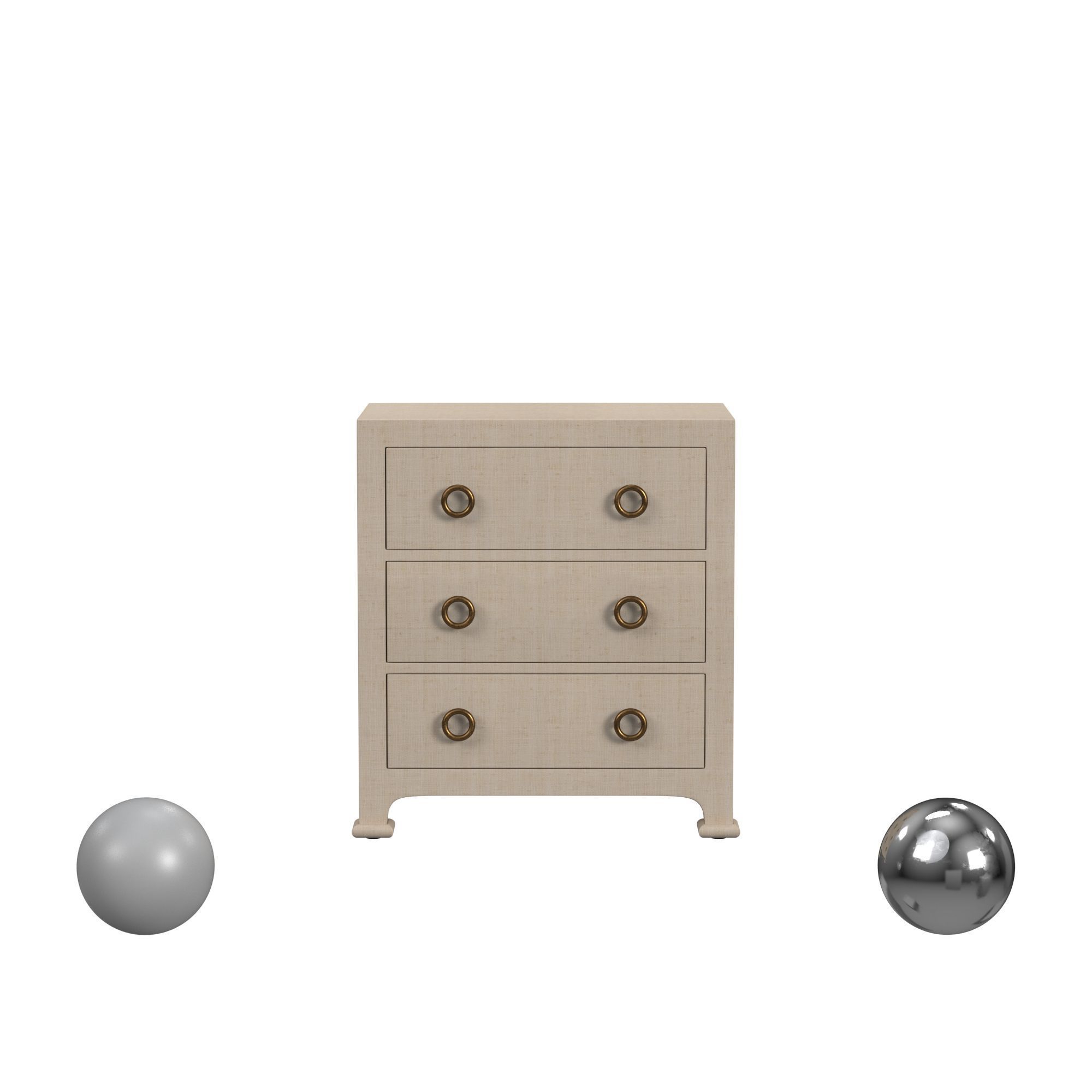 Cleo 3 - Drawer Raffia Dresser 3D model_1