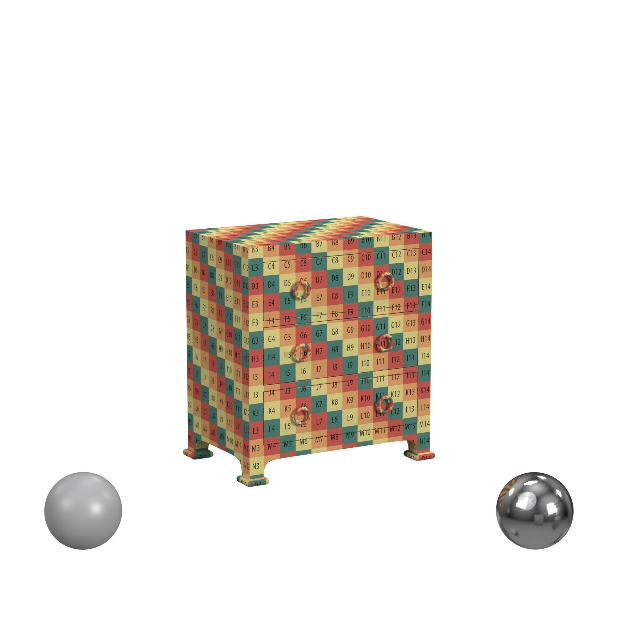 Cleo 3 - Drawer Raffia Dresser 3D model_2