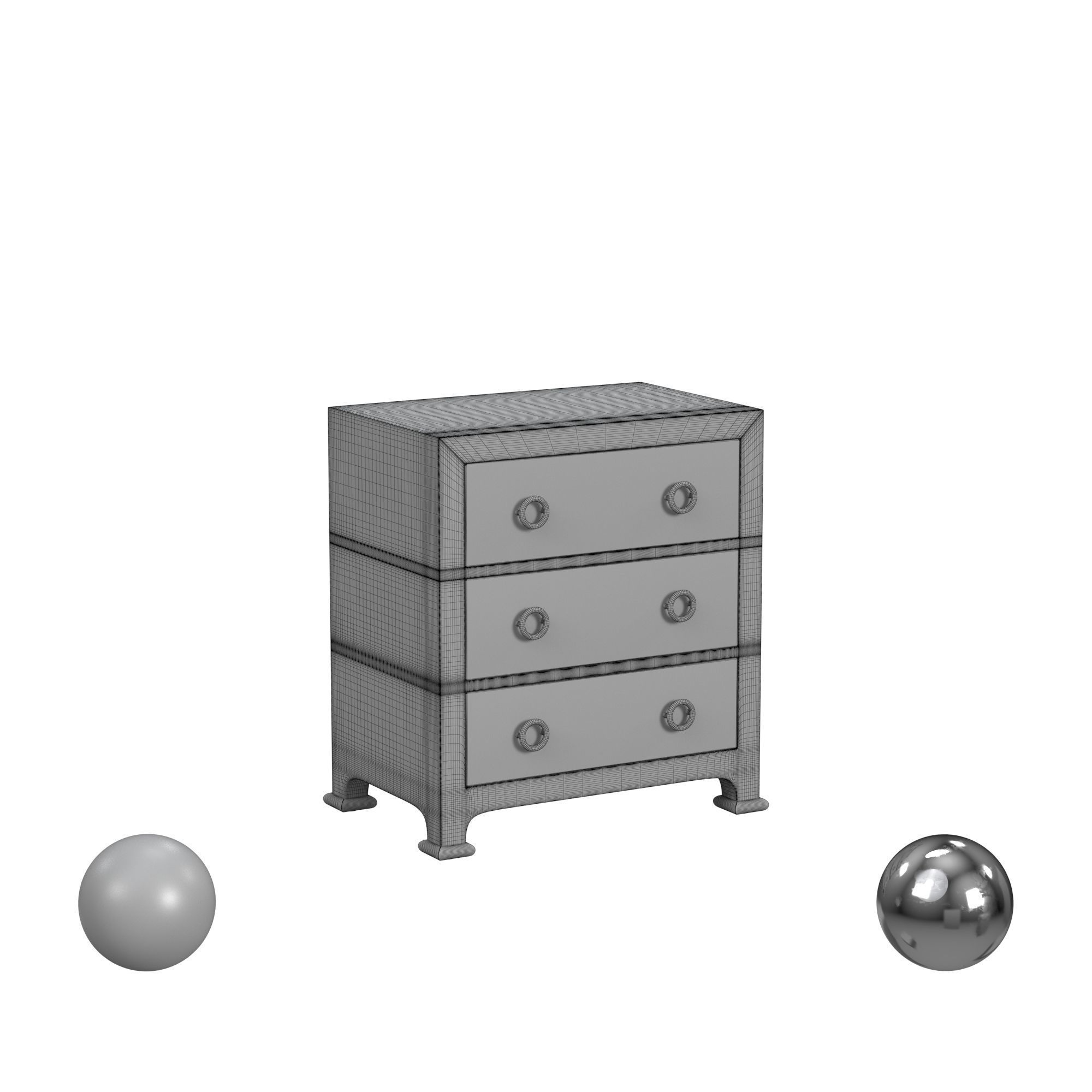Cleo 3 - Drawer Raffia Dresser 3D model_3