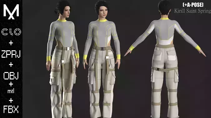 Female Outfit Marvelous designer Clo3d OBJ mtl FBX ZPRJ