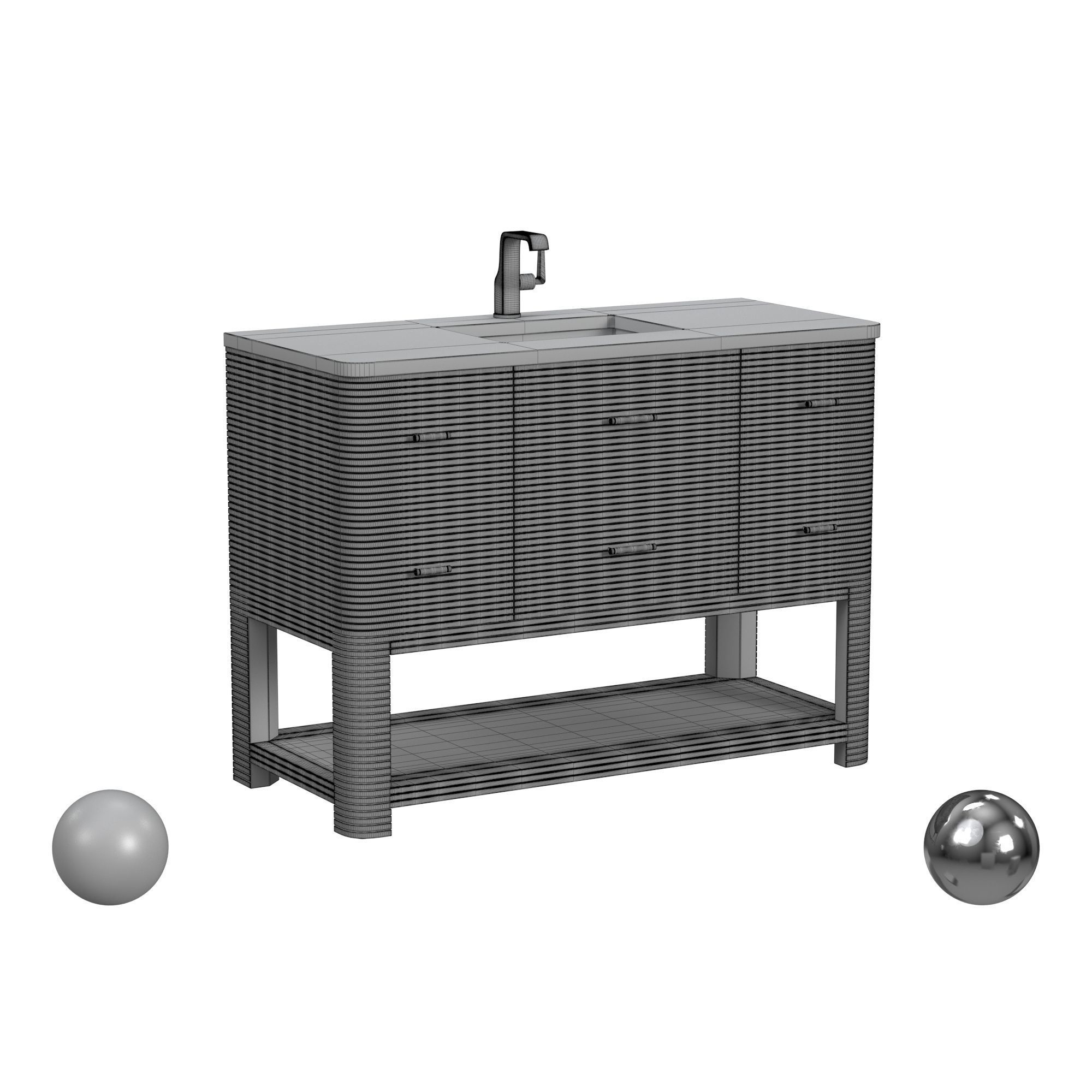 Lucian 48 Single Vanity in Carbon Oak 3D model_3