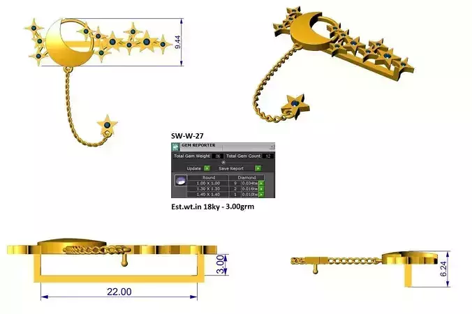 moon and stars apple watch charm