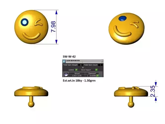 wink emoji apple watch charm 3D print model