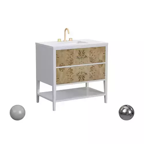 Olena Single Vanity in Light Mappa Burl with White Frame