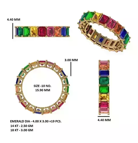 multicolor diamond band ring