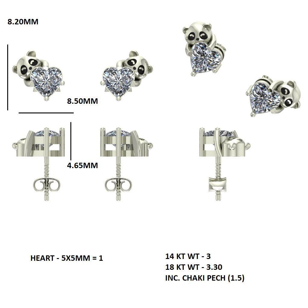 baby bear set - pendant and earring and ring 3D print model_1