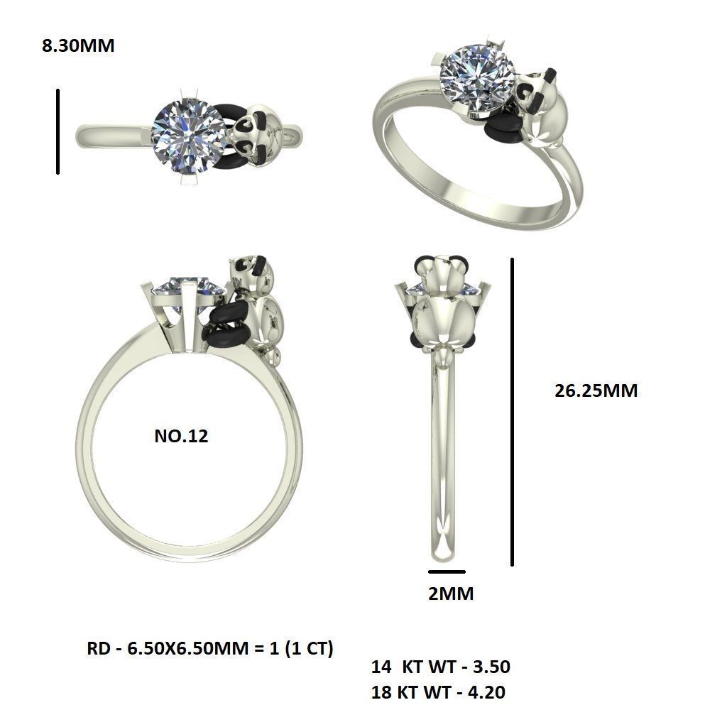 baby bear set - pendant and earring and ring 3D print model_2