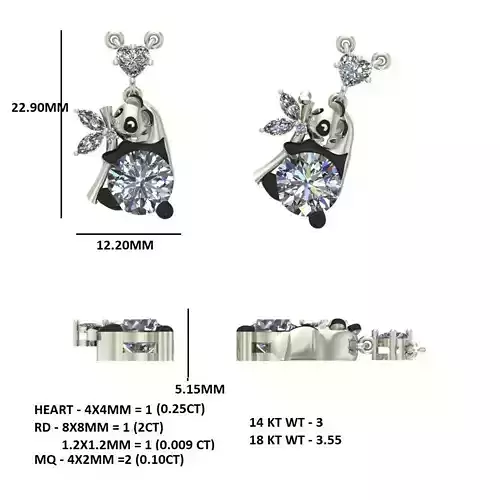 baby bear set - pendant and earring and ring 3D print model