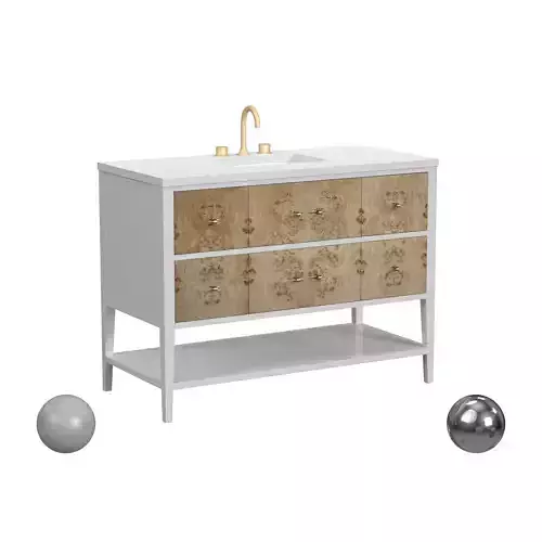 Olena Single Vanity in Light Mappa Burl with  White Frame