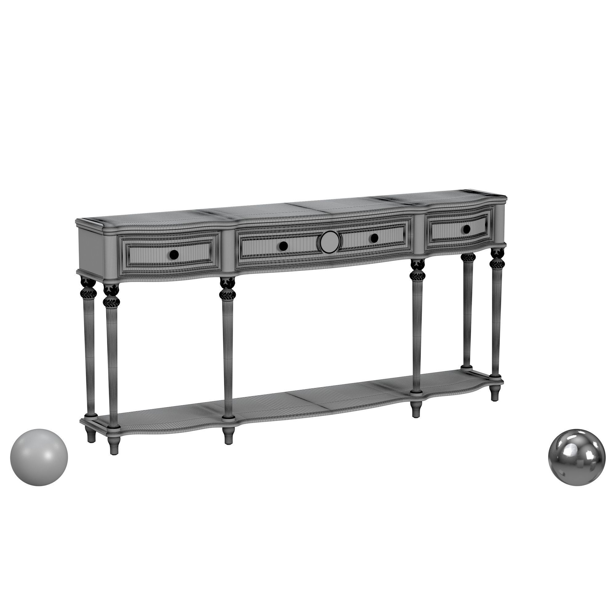 Butler Peyton Console Table Vintage Oak 3D model_3