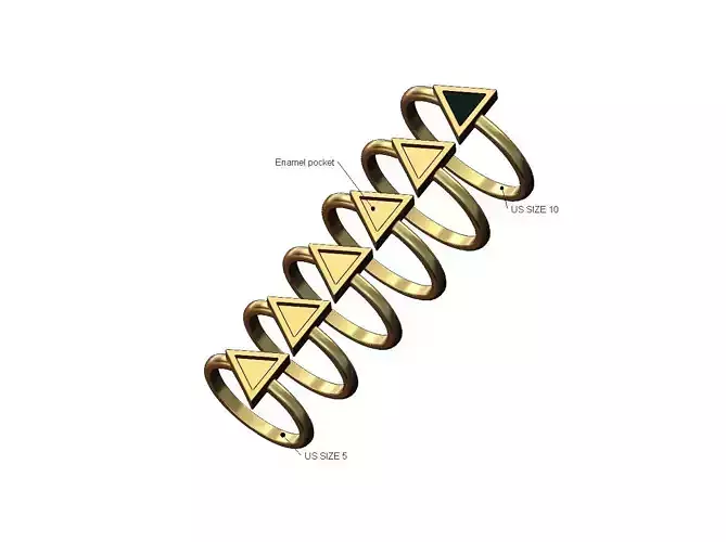 Side facing triangular enamel pocket ring Us sizes 5to10 3D print model