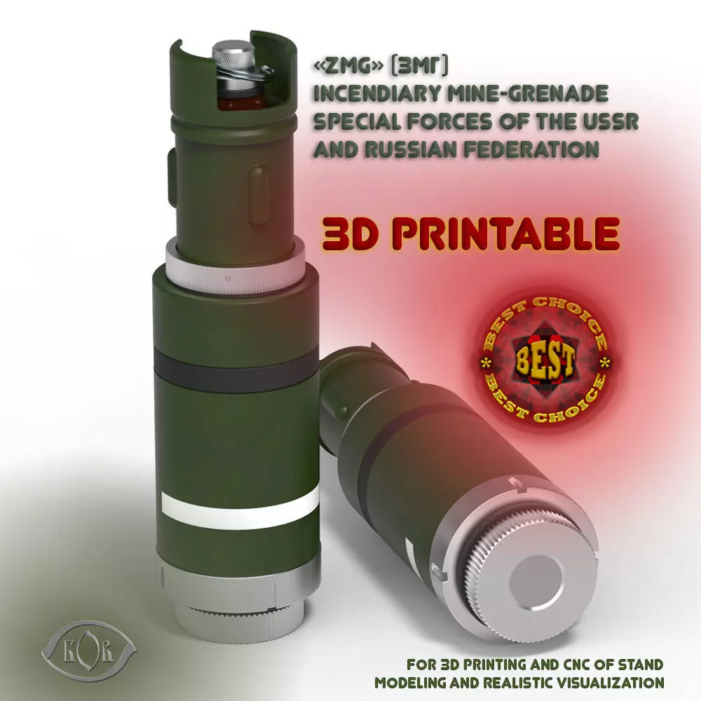 Incendiary mine-grenade ZMG special forces  3Dprintable Moulage 3D model_0