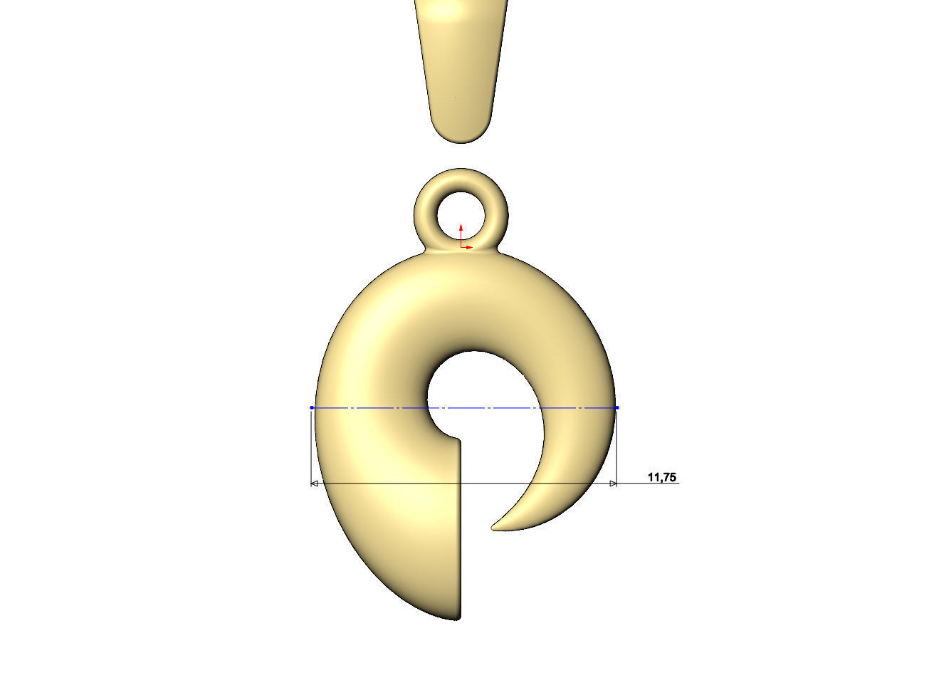 Horn scroll snail pendant charm with bail  3D print model_8