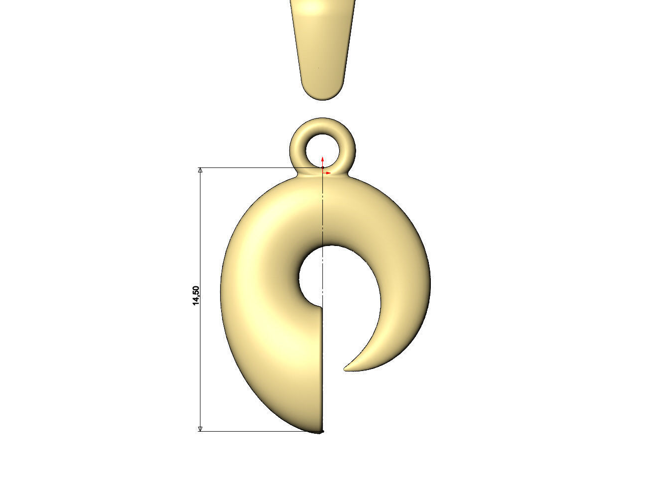 Horn scroll snail pendant charm with bail  3D print model_7