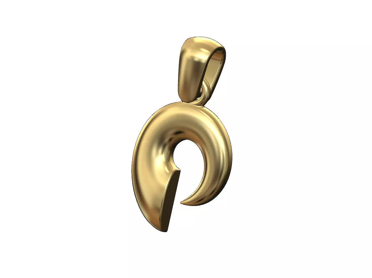 Horn scroll snail pendant charm with bail  3D print model_0
