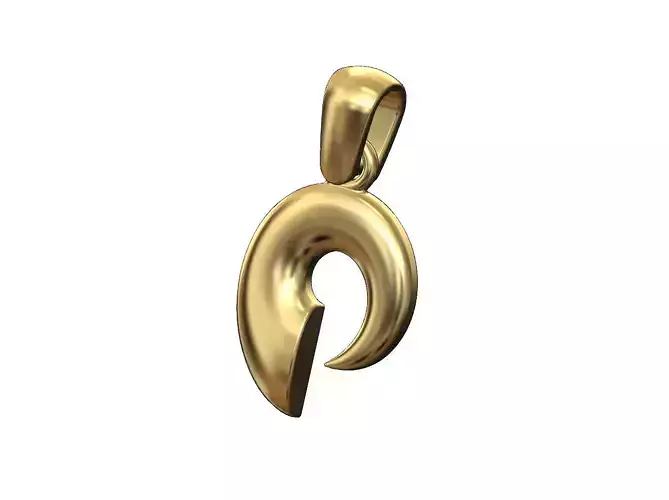 Horn scroll snail pendant charm with bail 