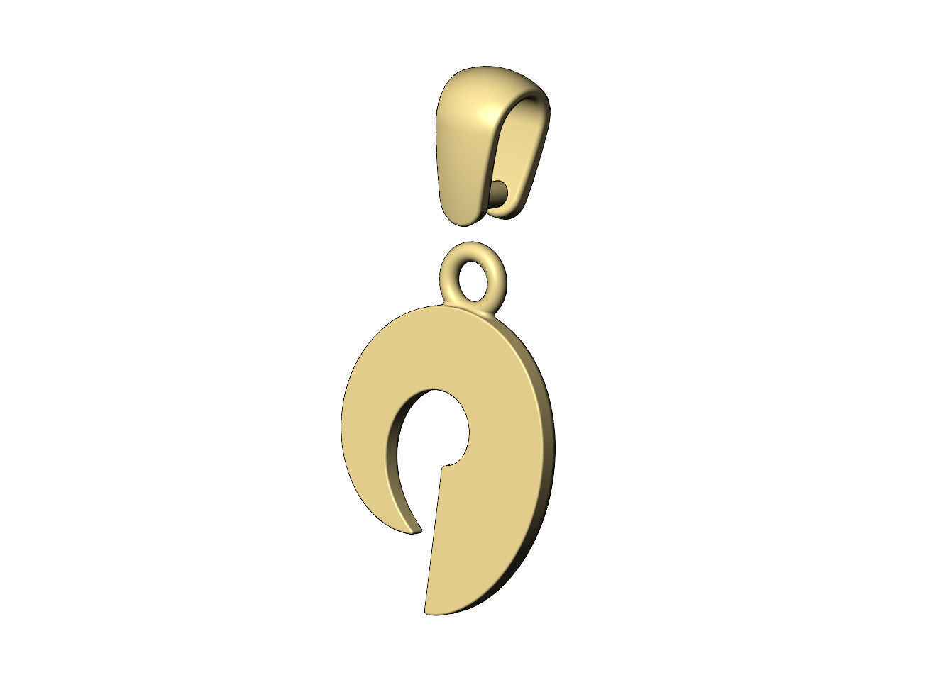 Horn scroll snail pendant charm with bail  3D print model_12