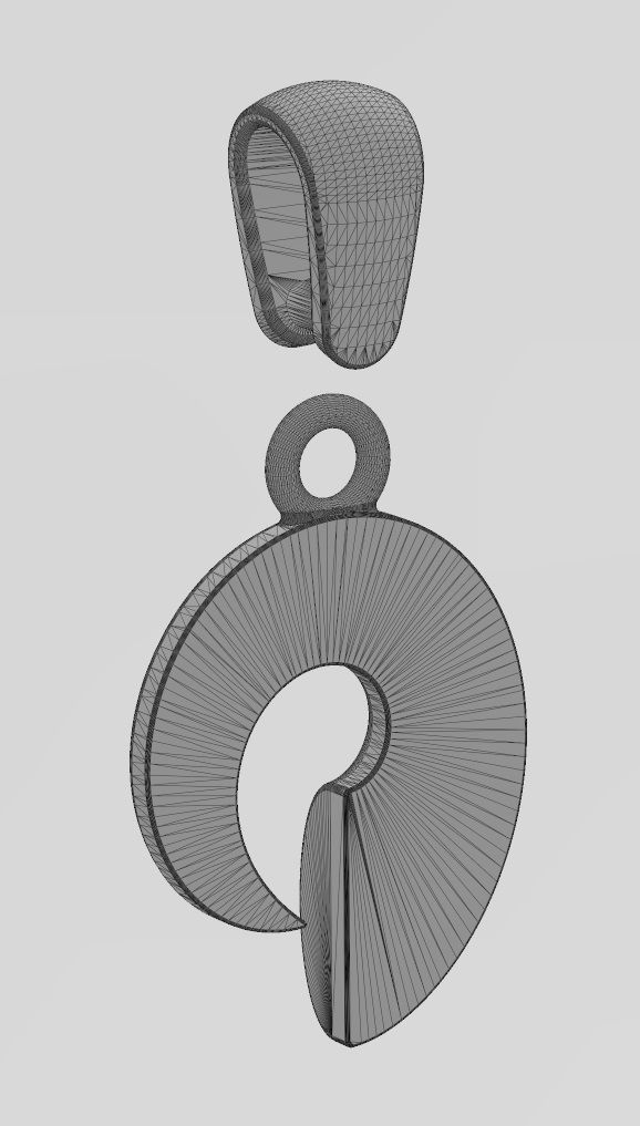 Horn scroll snail pendant charm with bail  3D print model_17