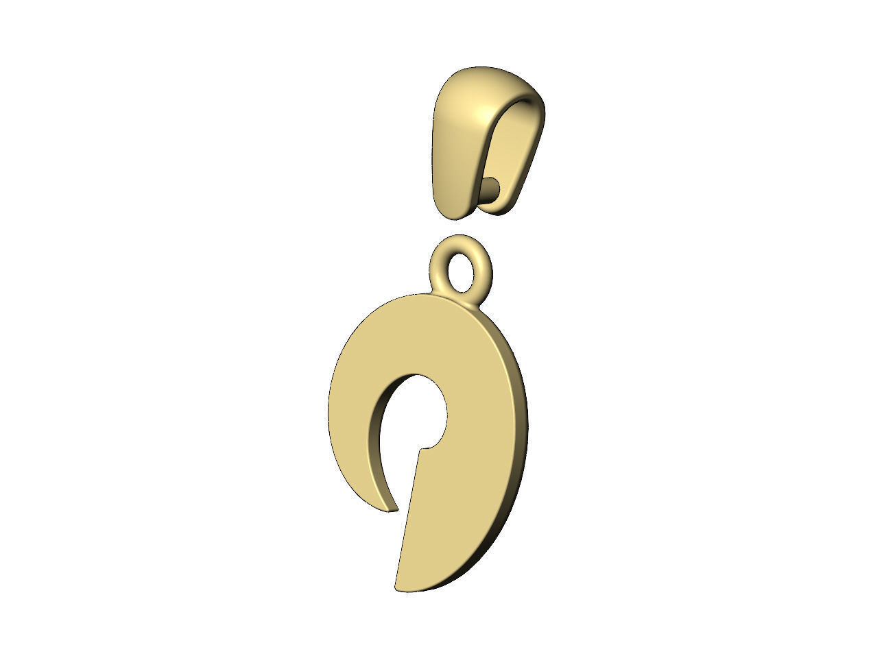 Horn scroll snail pendant charm with bail  3D print model_6