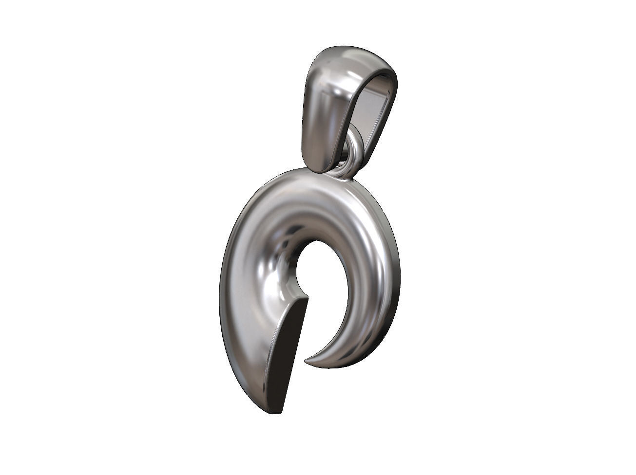 Horn scroll snail pendant charm with bail  3D print model_14