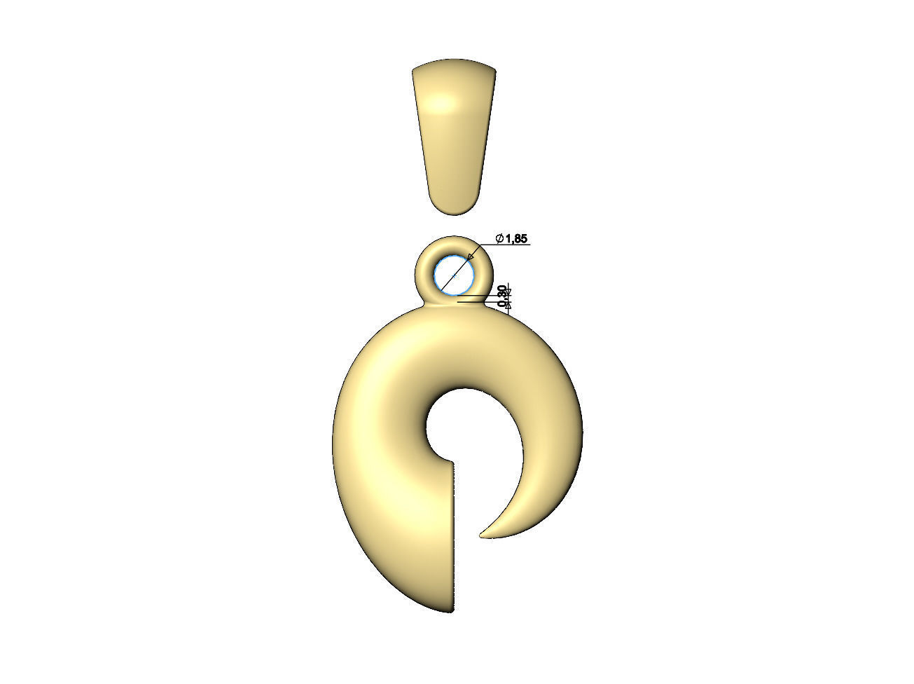 Horn scroll snail pendant charm with bail  3D print model_9