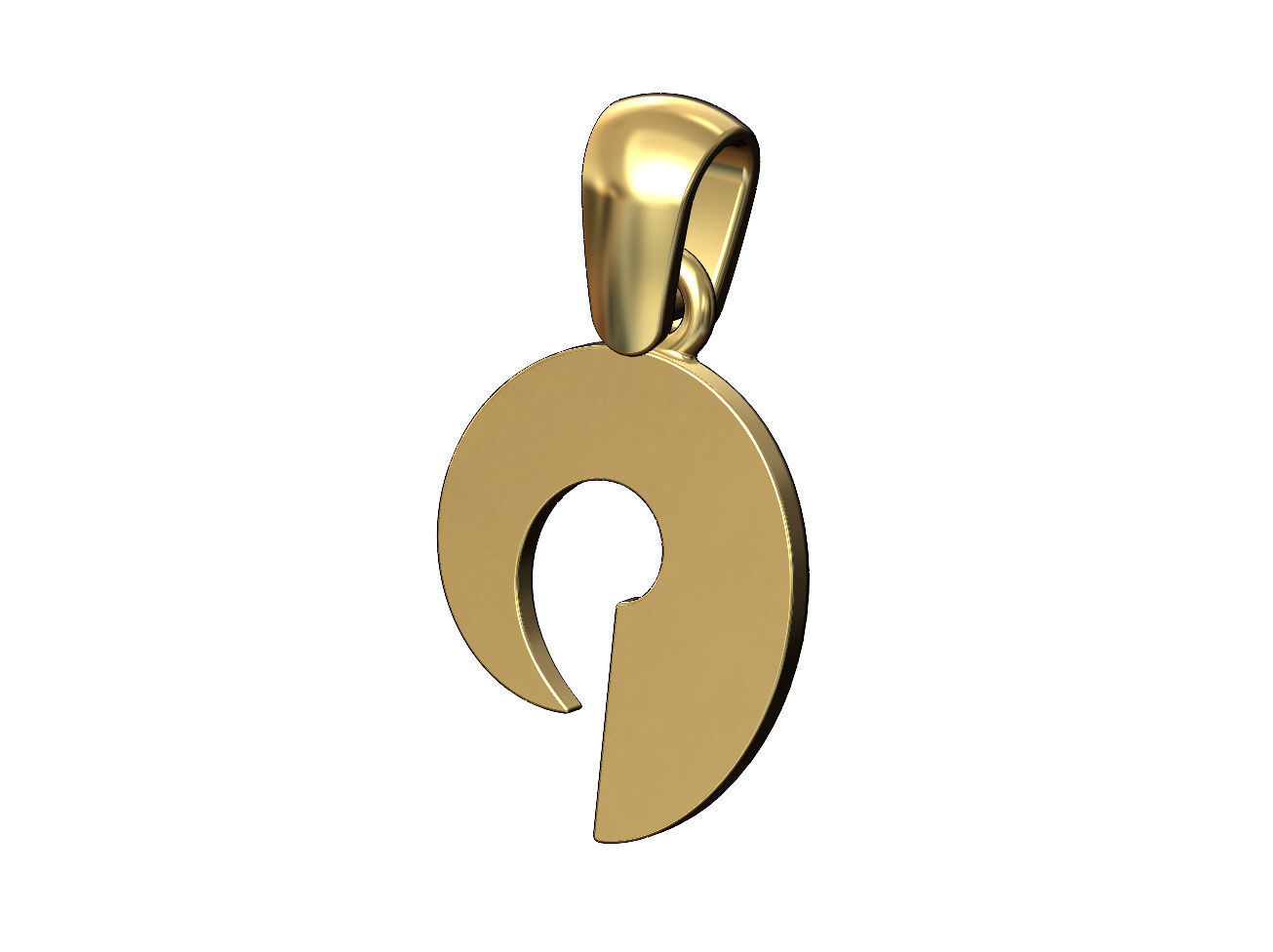 Horn scroll snail pendant charm with bail  3D print model_4