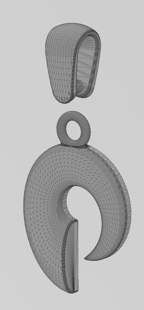 Horn scroll snail pendant charm with bail  3D print model_16