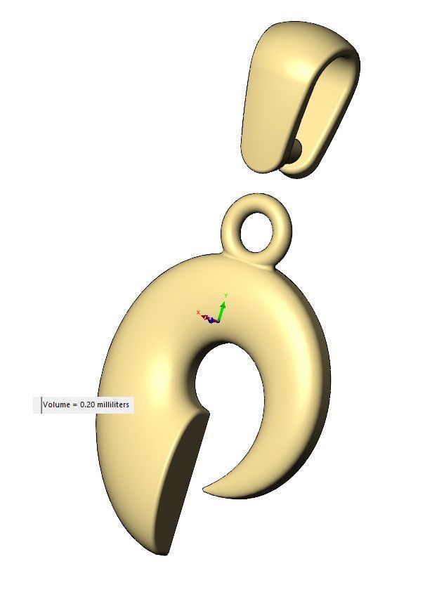 Horn scroll snail pendant charm with bail  3D print model_18