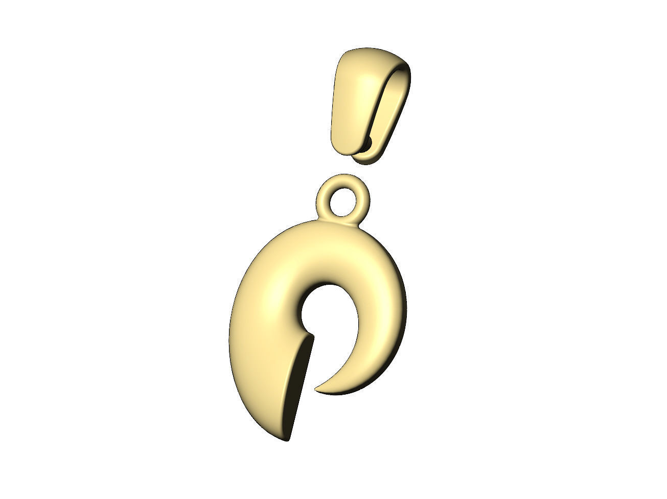 Horn scroll snail pendant charm with bail  3D print model_5