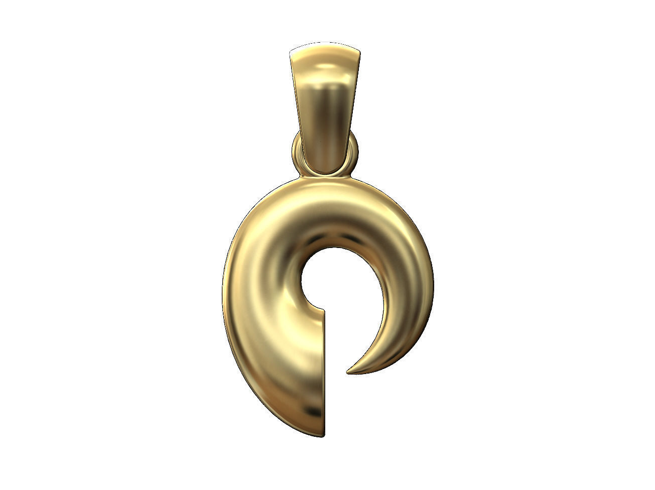 Horn scroll snail pendant charm with bail  3D print model_1