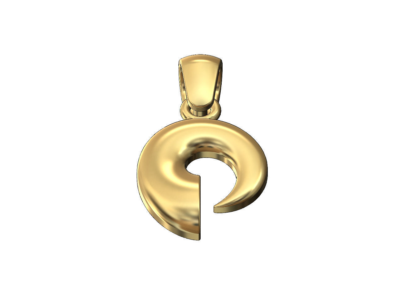 Horn scroll snail pendant charm with bail  3D print model_2