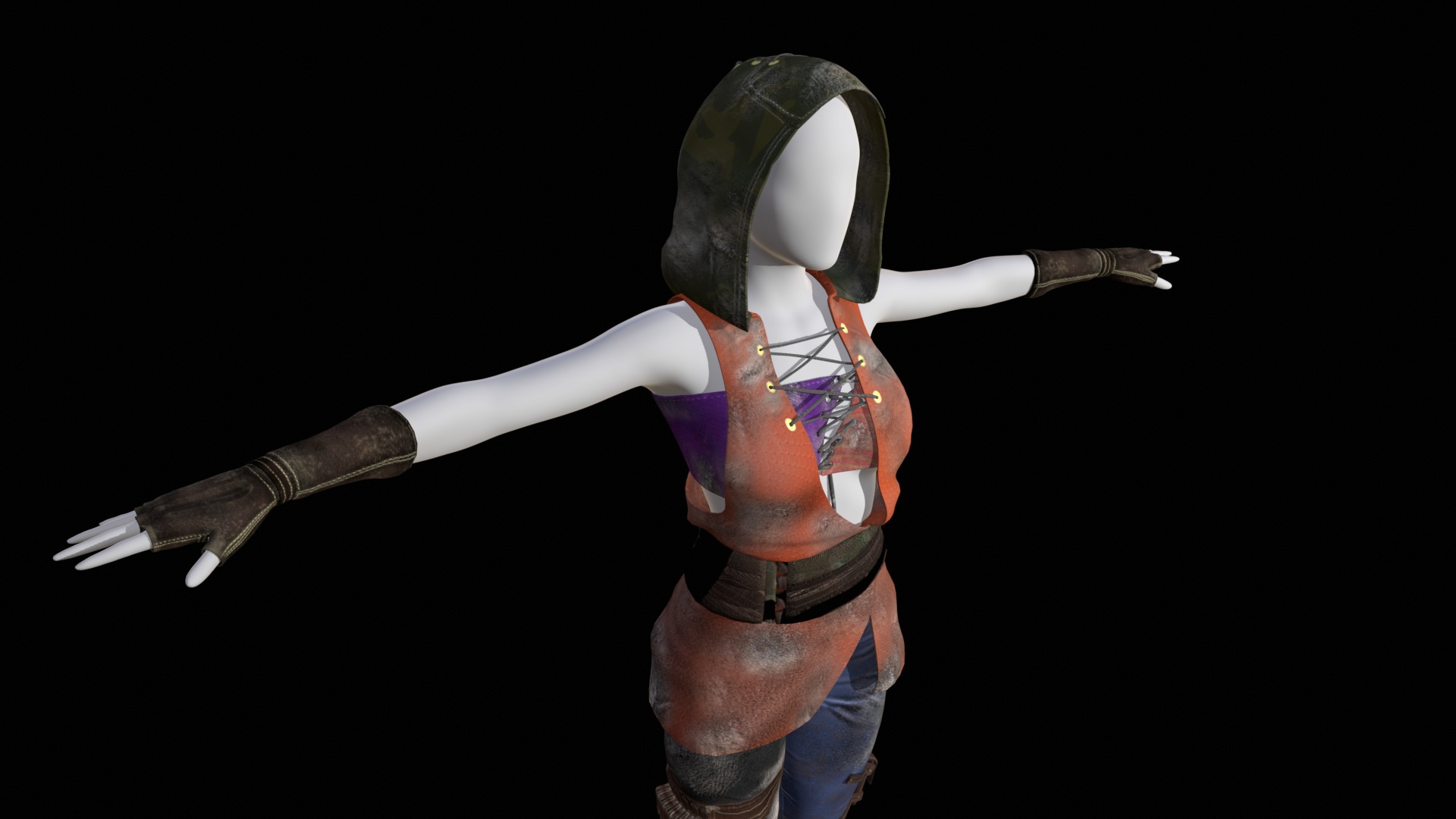 Clothing for woman Low-poly 3D model_2