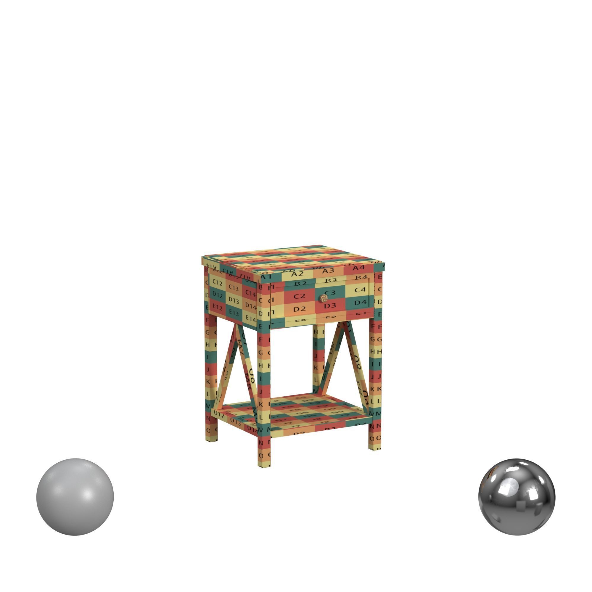 Auburn Traditional One Drawer Wooden Accent Side Table 3D model_2