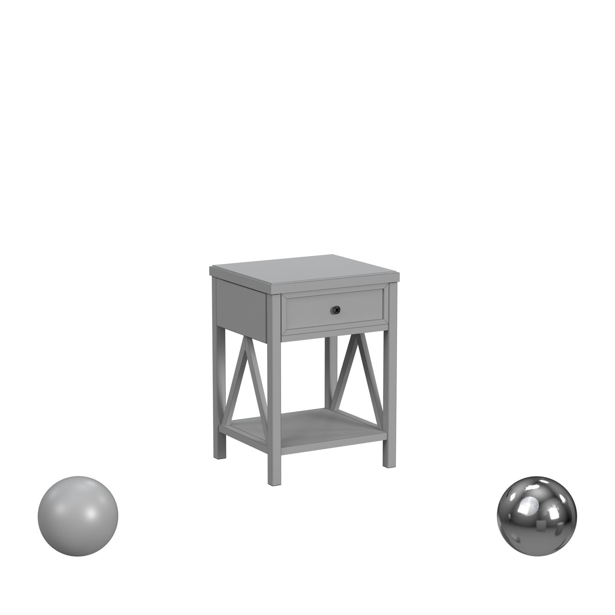 Auburn Traditional One Drawer Wooden Accent Side Table 3D model_3